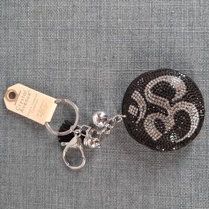 Ohm Om Namasta Symbol Keychain Purse Charm Backpack Clip Rhinestone Crystal